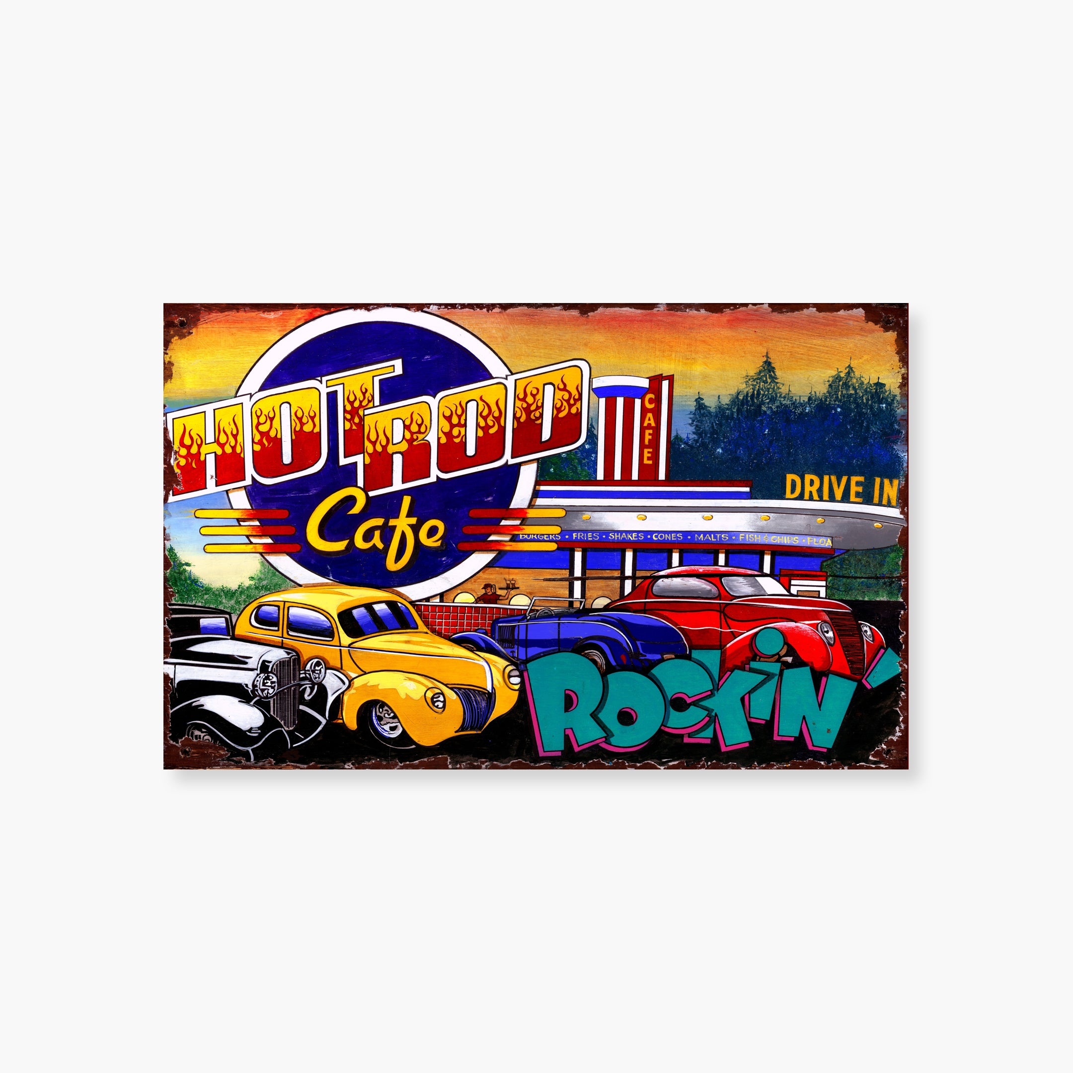 Hot Rod Cafe Wood Sign Out West Design Co