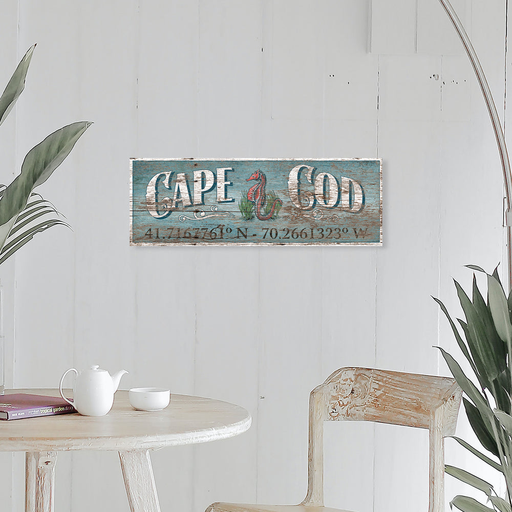 Cape Cod Latitude Wood Sign Preview