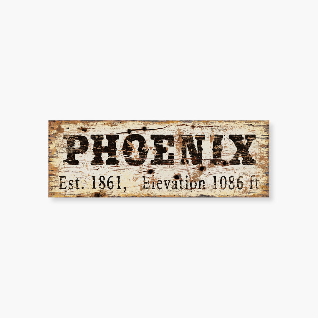 Phoenix Latitude Wood Sign