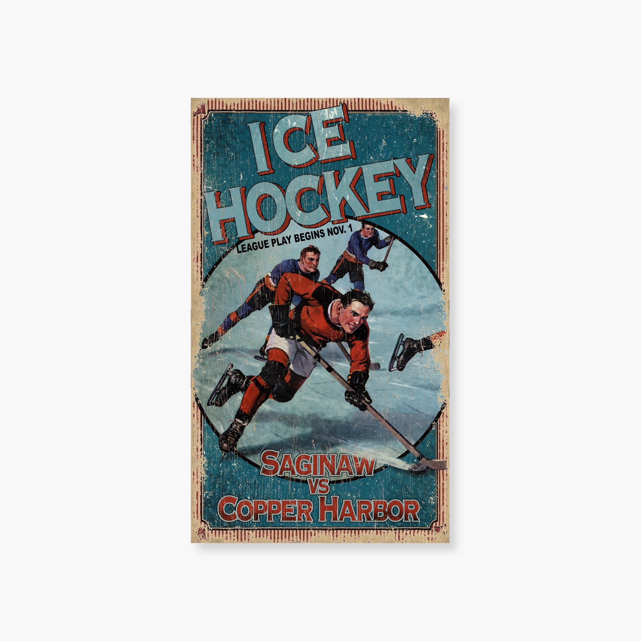 Ice Hockey Breakaway Wood Sign Out West Design Co